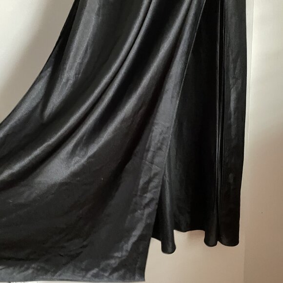 Victoria’s Secret VTG Satin Maxi Slip Dress Size L Black Gown Open Lace Up Sides - Picture 14 of 14